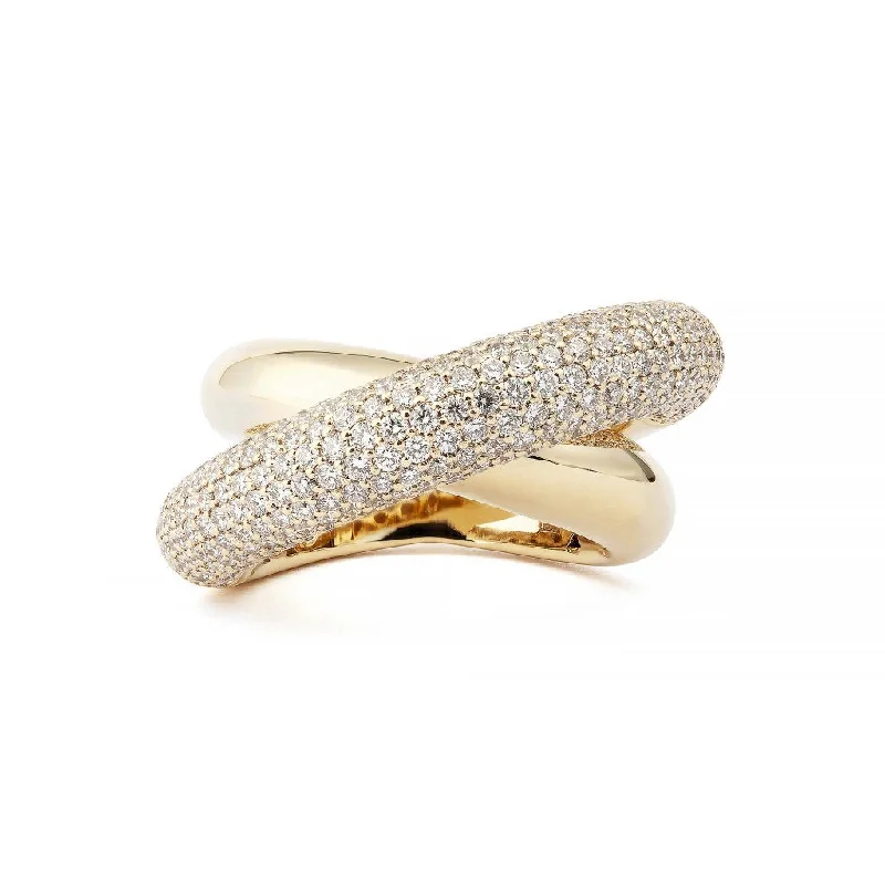 Personalized Jewelry Sale – Unique Gifts At Low Prices Infinity Loop Big Half Pavé 18K Gold Ring w. Diamonds