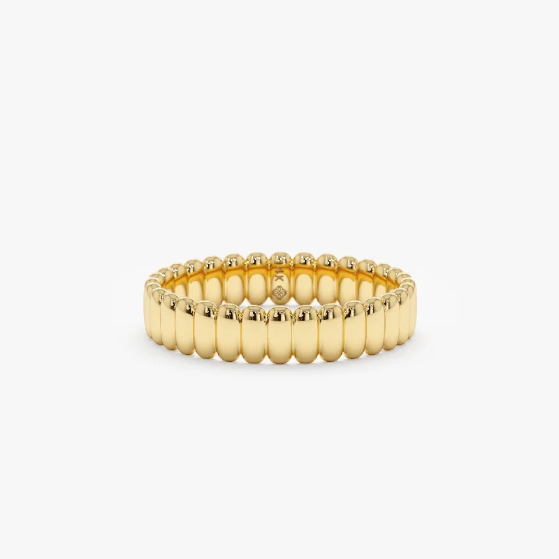 Fluted Design Gold Wedding Band, Celia