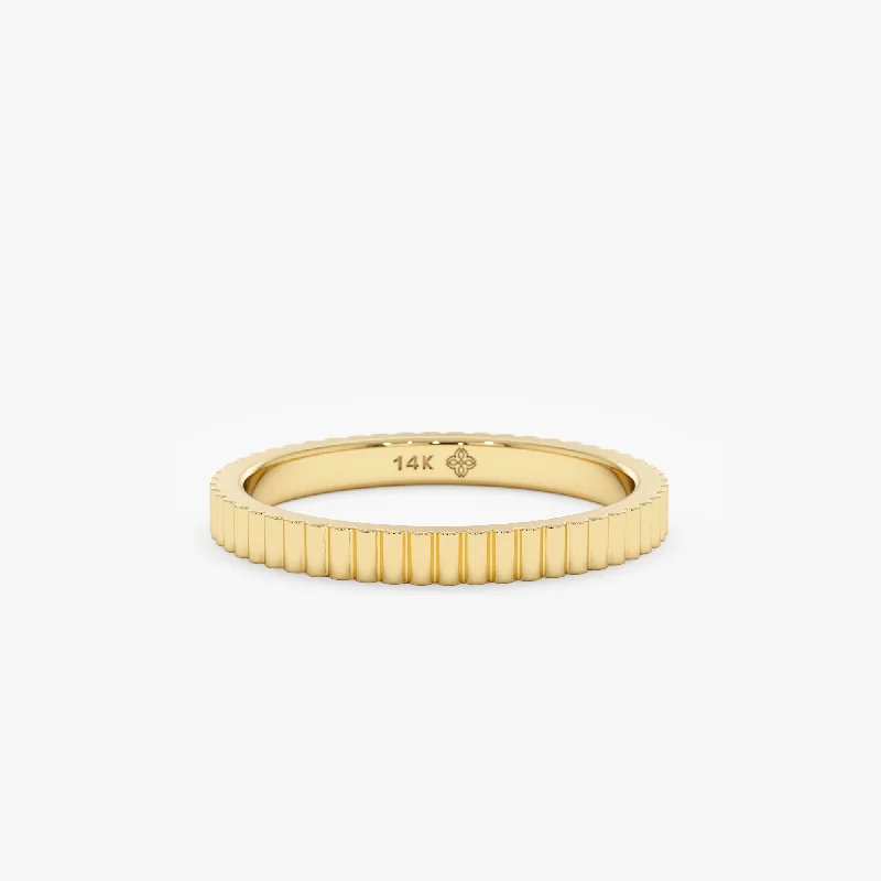 Fluted Design Wedding Band, Celia