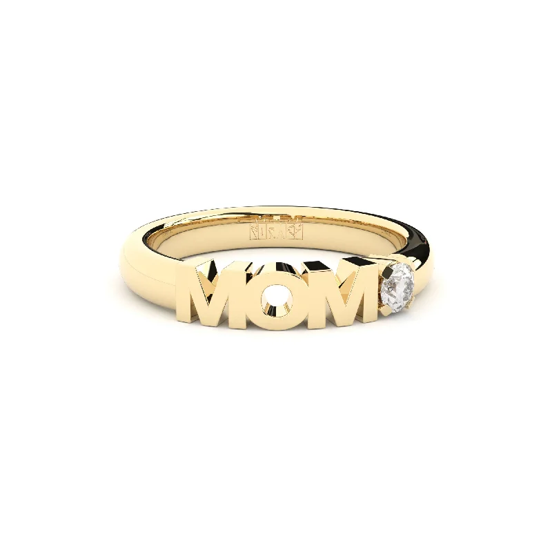 Becoming Mom 18K Gold Ring w. Lab-Grown Diamond