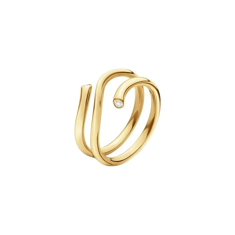 Magic 18K Gold Ring w. 2 Diamonds