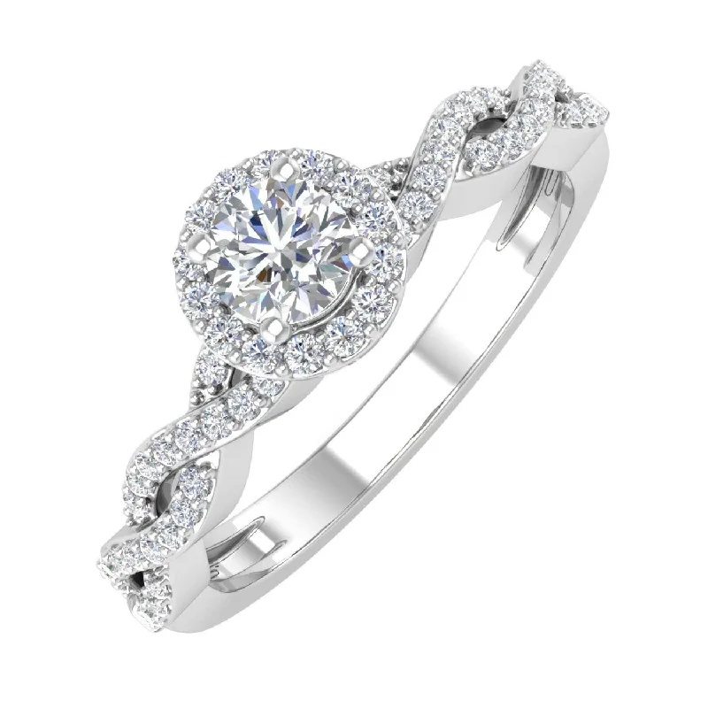 Holiday Jewelry Sale – Perfect Gifts At The Best Prices Gold Round Diamond Ladies Solitaire Swirl Halo Engagement Ring (0.40 Carat) - IGI Certified Holiday Jewelry Sale – Perfect Gifts At The Best Prices Gold Round Diamond Ladies Solitaire Swirl Halo Engagement Ring (0.40 Carat) - IGI Certified