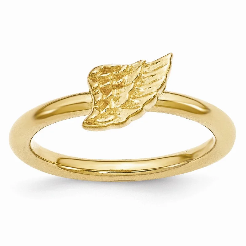 Stunning Jewelry Pieces At The Lowest Prices Ever Gold Tone Plated Sterling Silver Stackable 6mm Angel Wing Ring