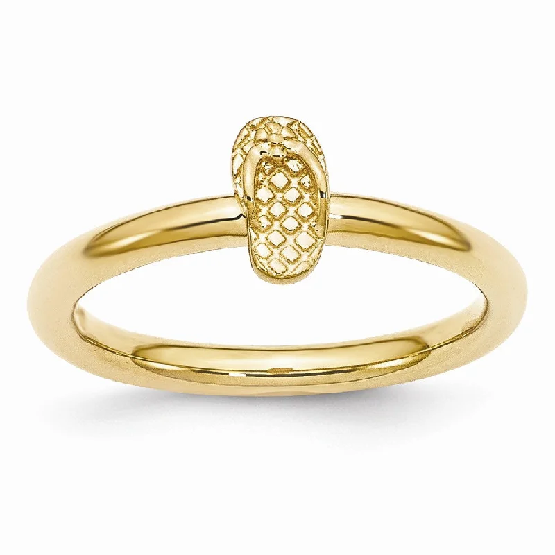Flash Sale On Elegant Jewelry – Don't Miss Out Gold Tone Plated Sterling Silver Stackable 7.5mm Flip Flop Ring