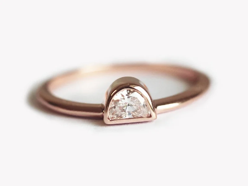 Fashion-Forward Jewelry At Incredible Prices Half Moon Diamond Ring, Rose Gold Diamond Ring