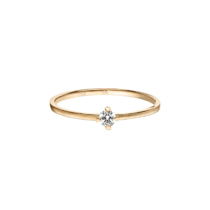 Customized Silver Jewelry For Unique Style ReMind mini Solitaire 18K Gold or Whitegold Ring w. Lab-Grown Diamond