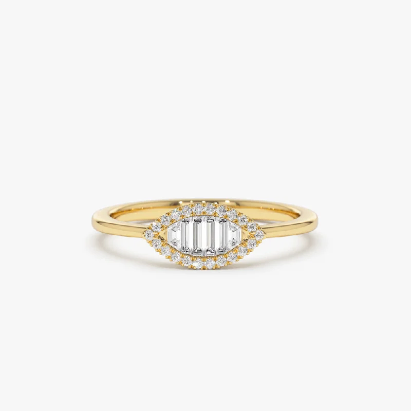 Bestselling Jewelry At Special Promotional Rates Marquise Baguette Diamond Ring in 14K