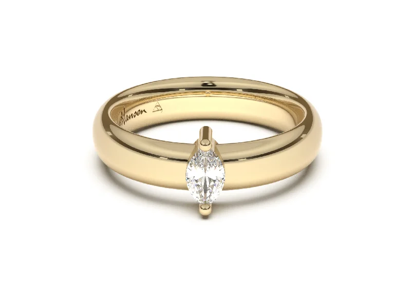 Marquise Classic Engagement Ring, Yellow Gold