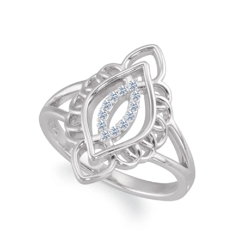 Sparkle In Style With Our Best Jewelry Deals Marquise Shaped 1/10 Ctw G-H, I2 Diamond Ring in Sterling Silver