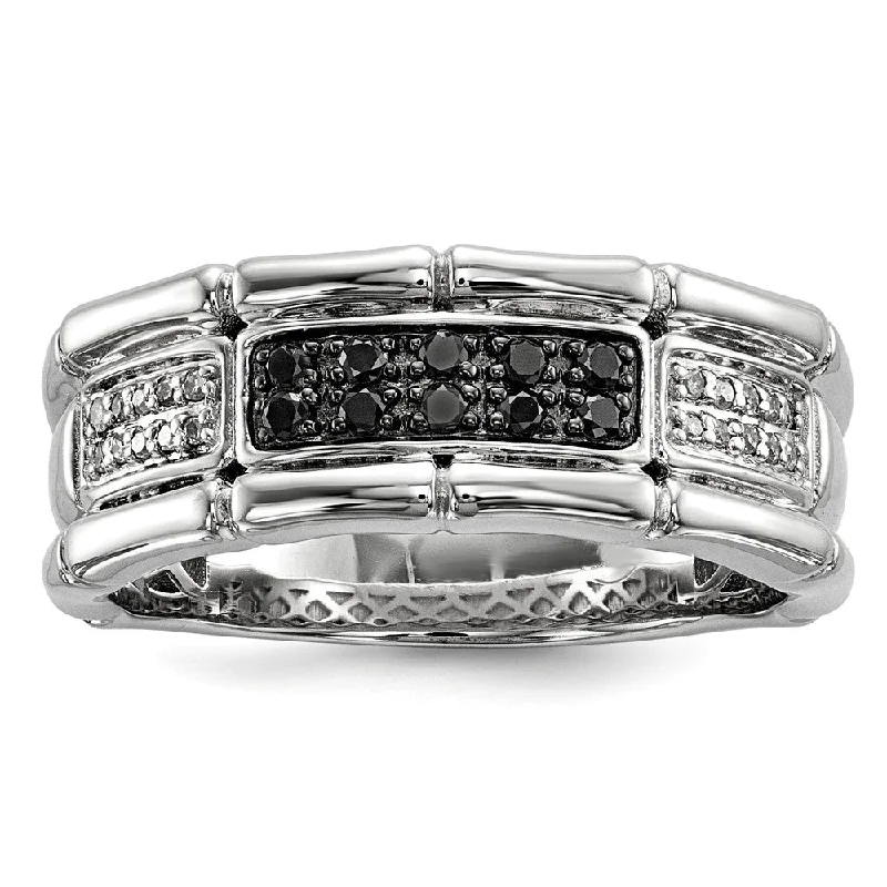 Shop Signature Jewelry Styles At Exclusive Prices Men's 1/4 Cttw Black & White Diamond 8mm Band in Sterling Silver