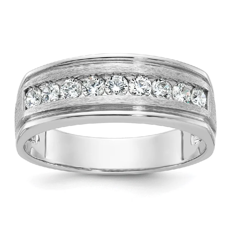 Men's 7.3mm 14K White Gold 1/2 Ctw Lab-Created Diamond Tapered Band