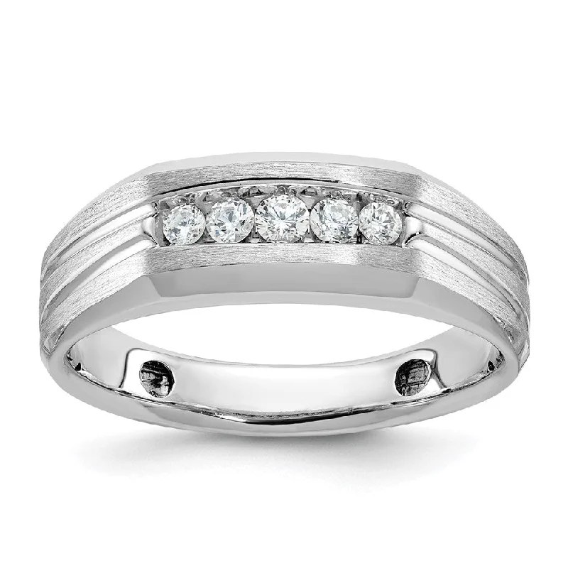 Men's 7.3mm 14K White Gold 1/4 Ctw Lab-Created Diamond Tapered Band