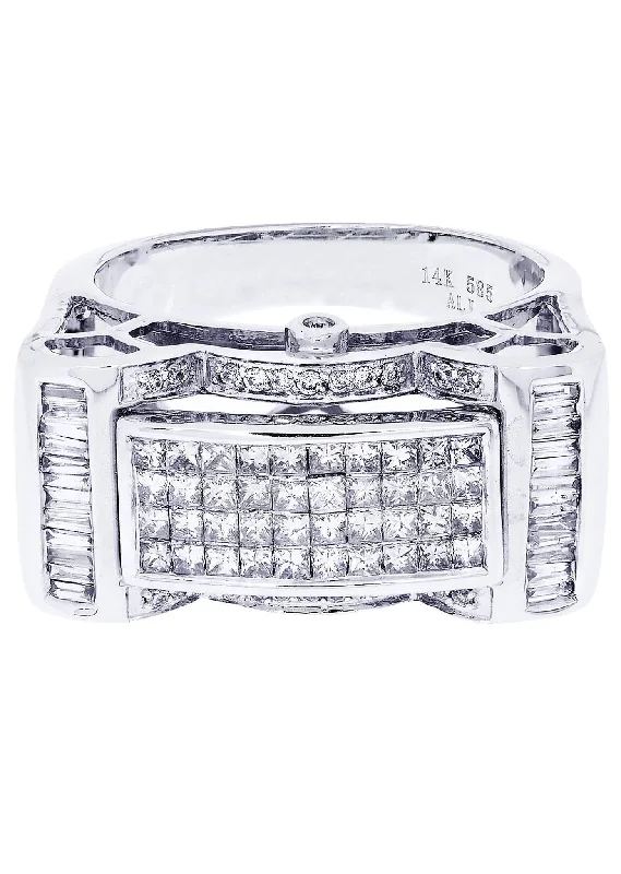 Affordable Luxury Jewelry For Every Occasion White Gold Mens Diamond Ring| 1.08 Carats| 13.06 Grams