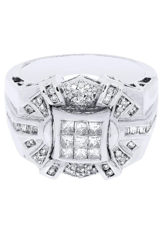 Buy More, Save More On Stunning Jewelry Designs White Gold Mens Diamond Ring| 0.32 Carats| 12.47 Grams