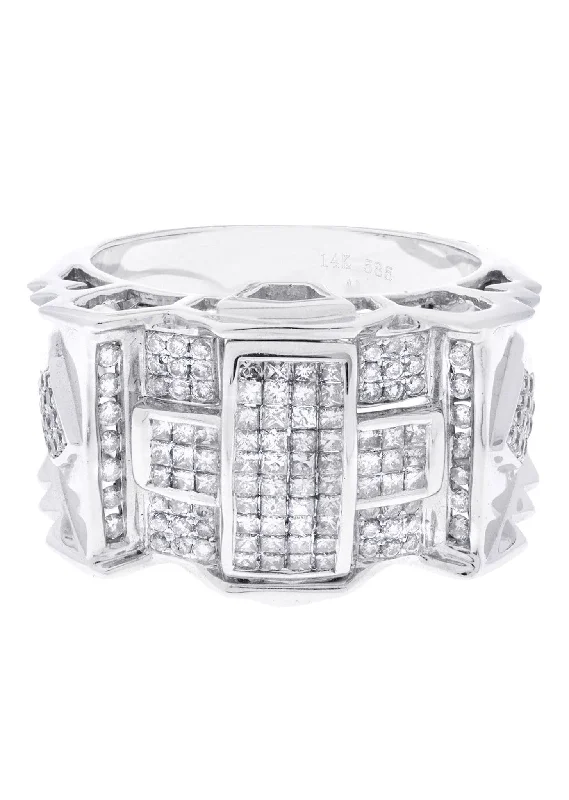High-Quality Gemstone Jewelry For Special Occasions White Gold Mens Diamond Ring| 0.6 Carats| 13.33 Grams