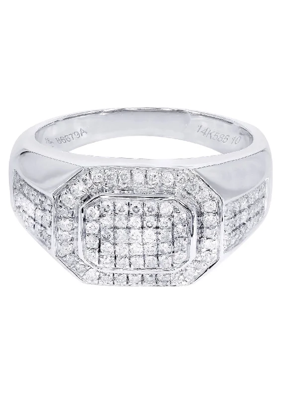Flash Sale On Elegant Jewelry – Don't Miss Out White Gold Mens Diamond Ring| 0.76 Carats| 10.48 Grams