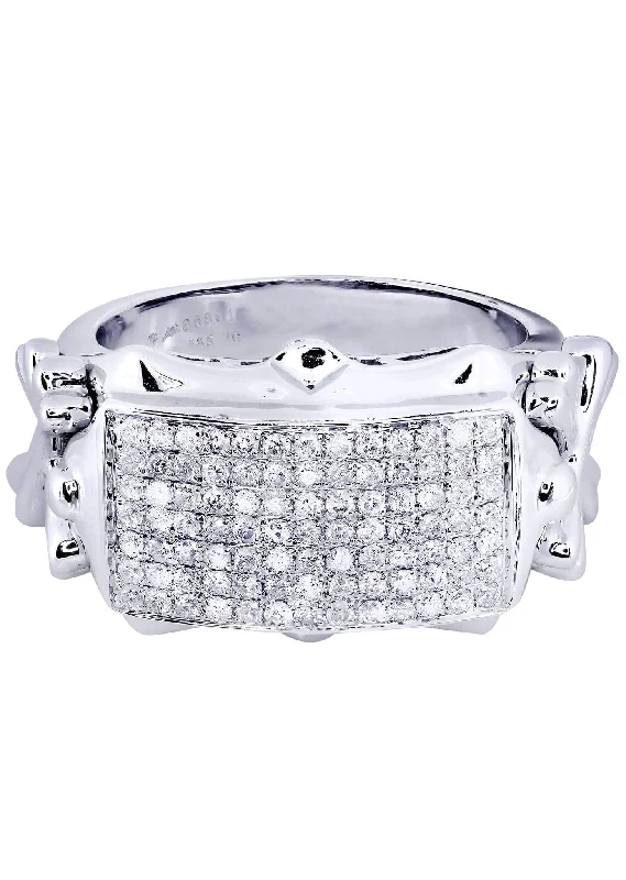 Unmissable Jewelry Clearance – Final Reductions White Gold Mens Diamond Ring| 0.87 Carats| 12.57 Grams