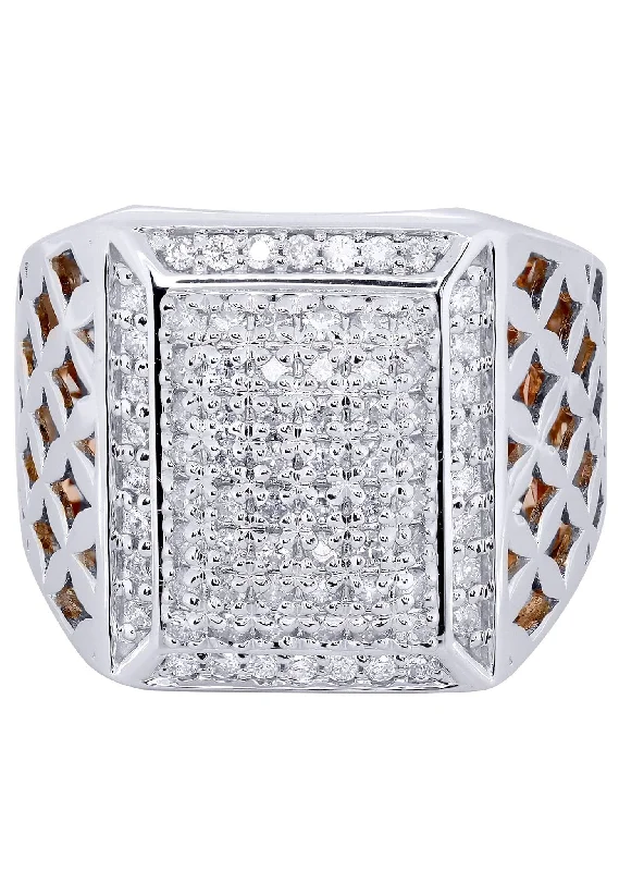 Trendy Minimalist Jewelry For Everyday Wear White Gold Mens Diamond Ring| 1 Carats| 16.55 Grams