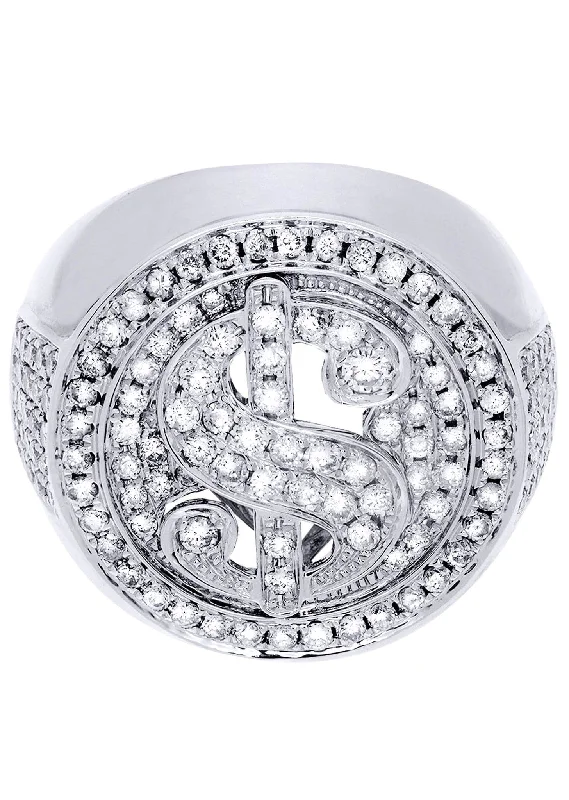 White Gold Mens Diamond Ring| 2.18 Carats| 23.68 Grams