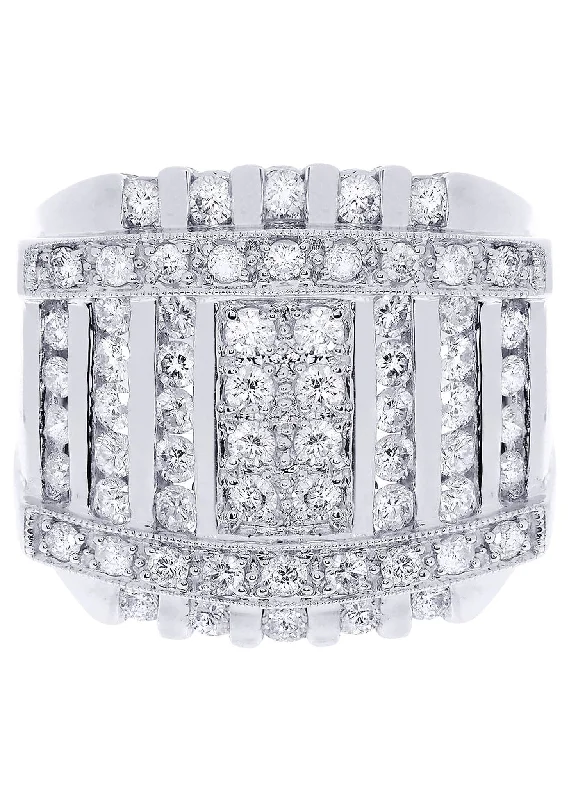 Exclusive Jewelry Sale – Shine For Less White Gold Mens Diamond Ring| 2.36 Carats| 18.86 Grams