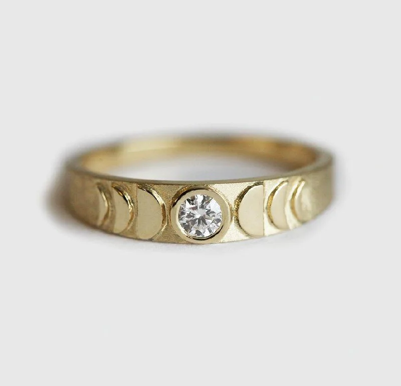 Holiday Jewelry Sale – Perfect Gifts At Great Prices Gold Moon Phase Ring, Diamond Ring 14K