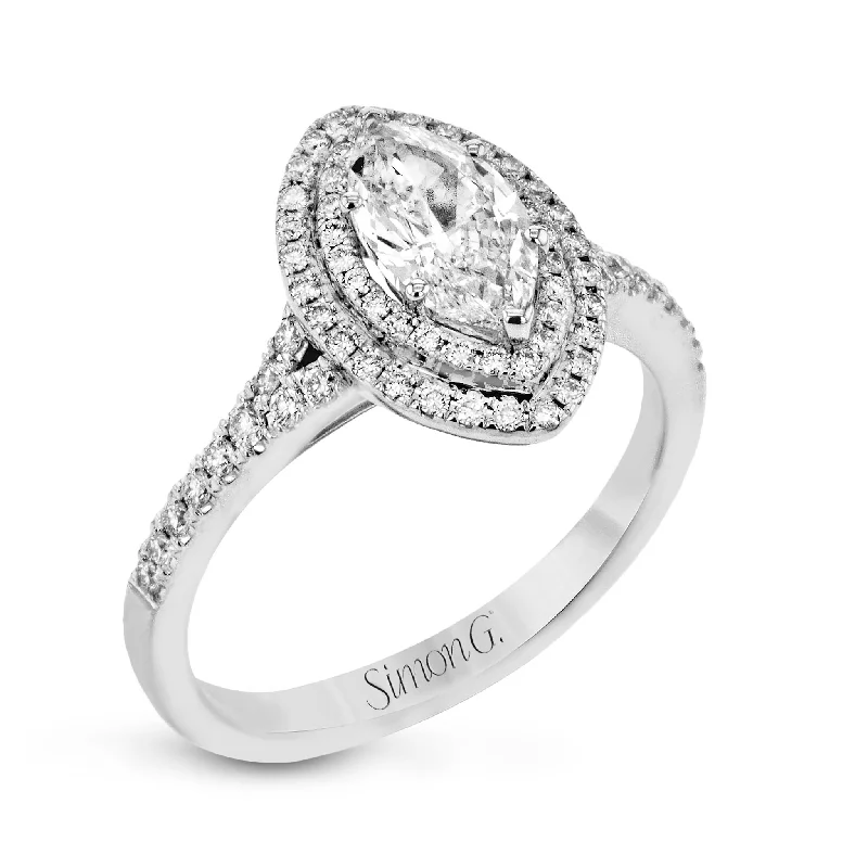 Marquise-Cut Double-Halo Engagement Ring In 18k Gold With Diamonds