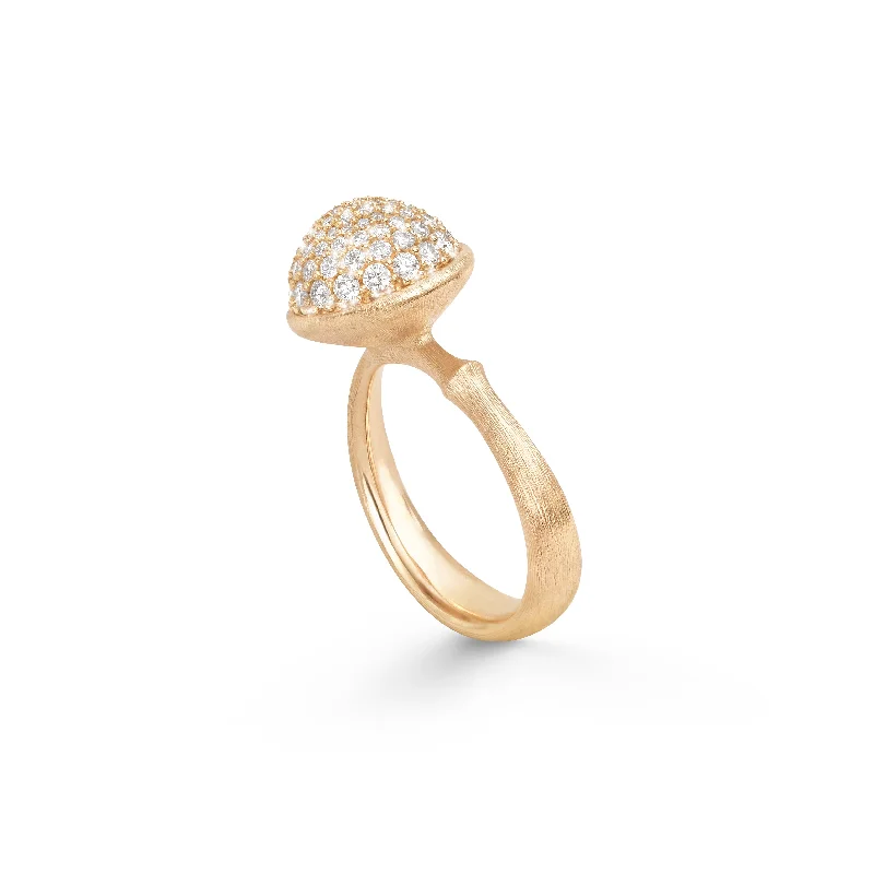 Personalized Jewelry Sale – Meaningful Gifts At Great Prices Large Lotus Pavé 18K Gold Ring w. Diamonds