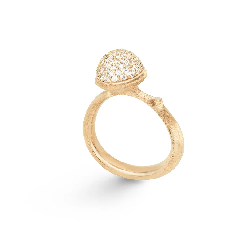 Fashion-Forward Jewelry At Incredible Prices Medium Lotus Pavé 18K Gold Ring w. Diamonds