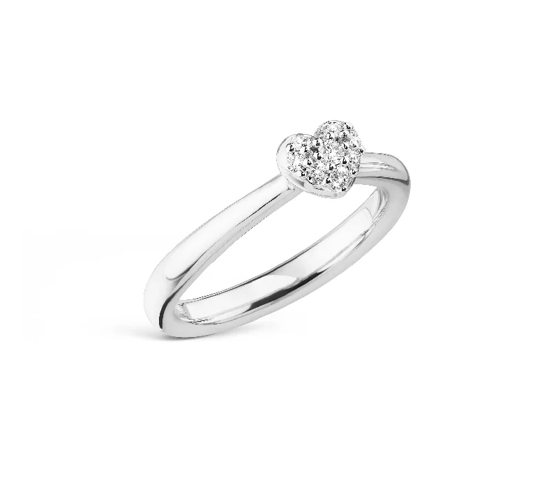 Limited-Time Offer On Elegant Jewelry Pieces Small Heart 18K Whitegold Ring w. Diamonds
