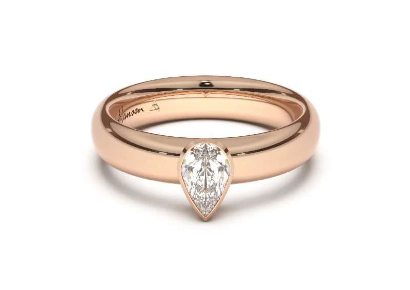 Pear Elegant Engagement Ring, Red Gold