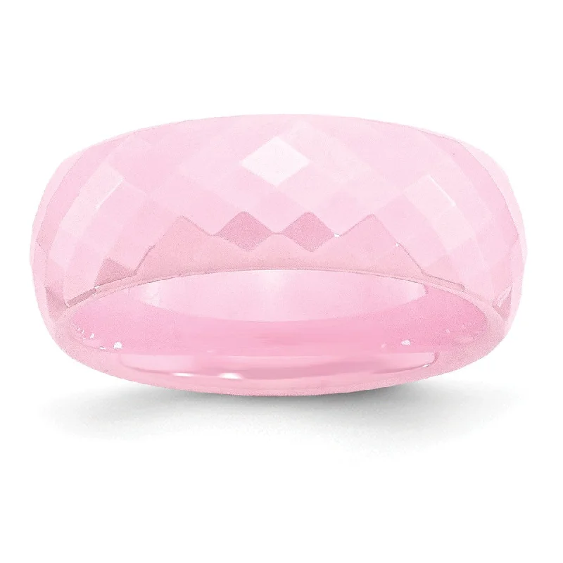 Affordable Glamour – Must-Have Jewelry At Special Rates Pink Ceramic, 7.5mm Polished Faceted Comfort Fit Band