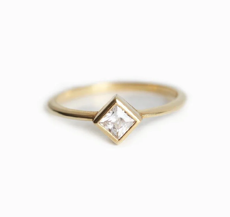 Exclusive Jewelry Sale – Grab Timeless Pieces Now Princess Cut Solitaire Bezel Set Diamond Engagement Ring