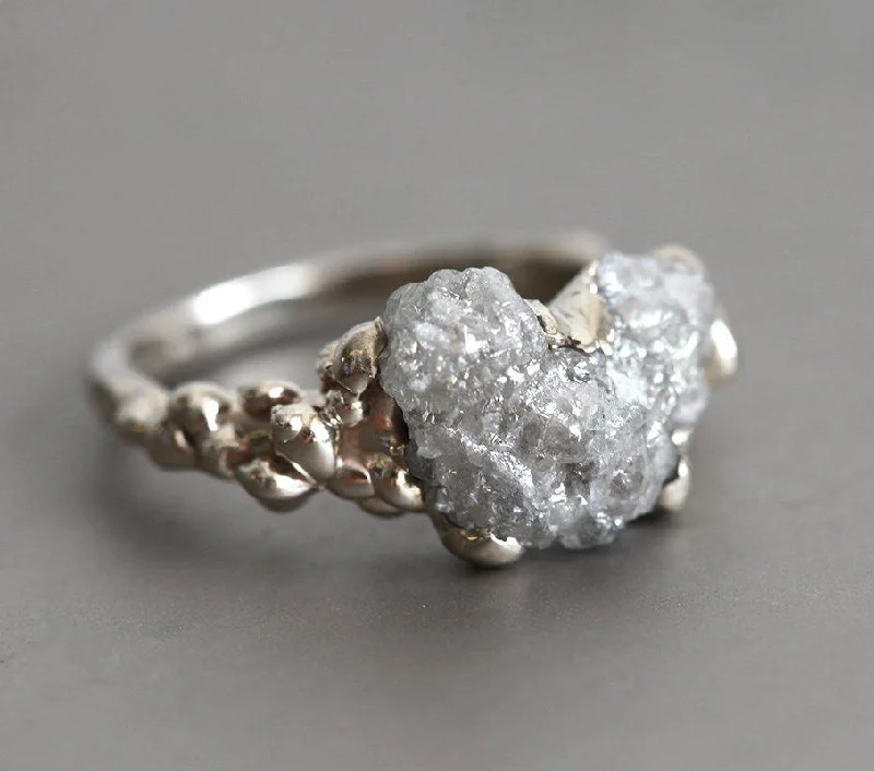 Raw Heart Shaped Diamond Ring