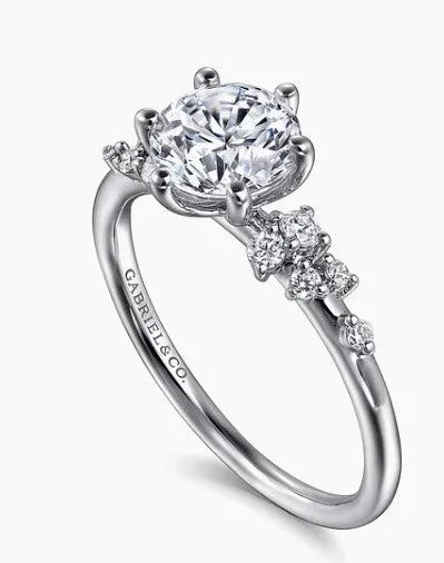 Reena - 14K White Gold Round Diamond Engagement Ring (Setting Only)