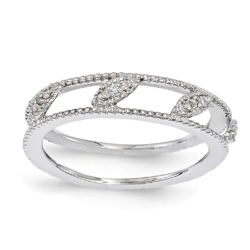 Shop Jewelry That Shines Without The High Price Rhodium Plated Sterling Silver .036 Ctw Diamond Jacket Stack Ring
