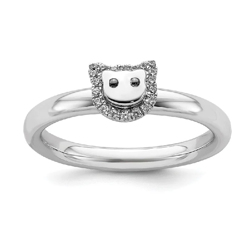 Once-A-Year Jewelry Deals – Shop Before They’Re Gone Rhodium Plated Sterling Silver & Diamond Stackable Cat Ring Once-A-Year Jewelry Deals – Shop Before They’Re Gone Rhodium Plated Sterling Silver & Diamond Stackable Cat Ring