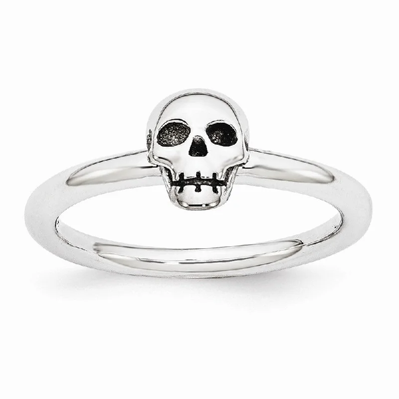 Jewelry Clearance Event – Last Chance For Stunning Deals Rhodium Plated Sterling Silver Stackable 6mm Antiqued Skull Ring Jewelry Clearance Event – Last Chance For Stunning Deals Rhodium Plated Sterling Silver Stackable 6mm Antiqued Skull Ring