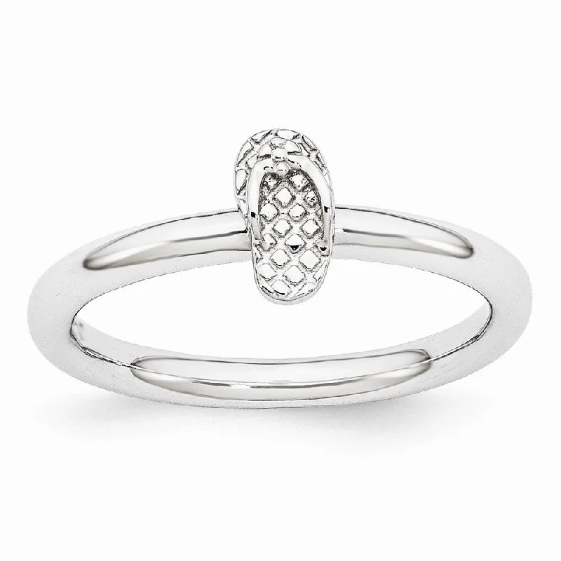 Sparkle In Style With Our Best Jewelry Deals Rhodium Plated Sterling Silver Stackable 7.5mm Flip Flop Ring Sparkle In Style With Our Best Jewelry Deals Rhodium Plated Sterling Silver Stackable 7.5mm Flip Flop Ring