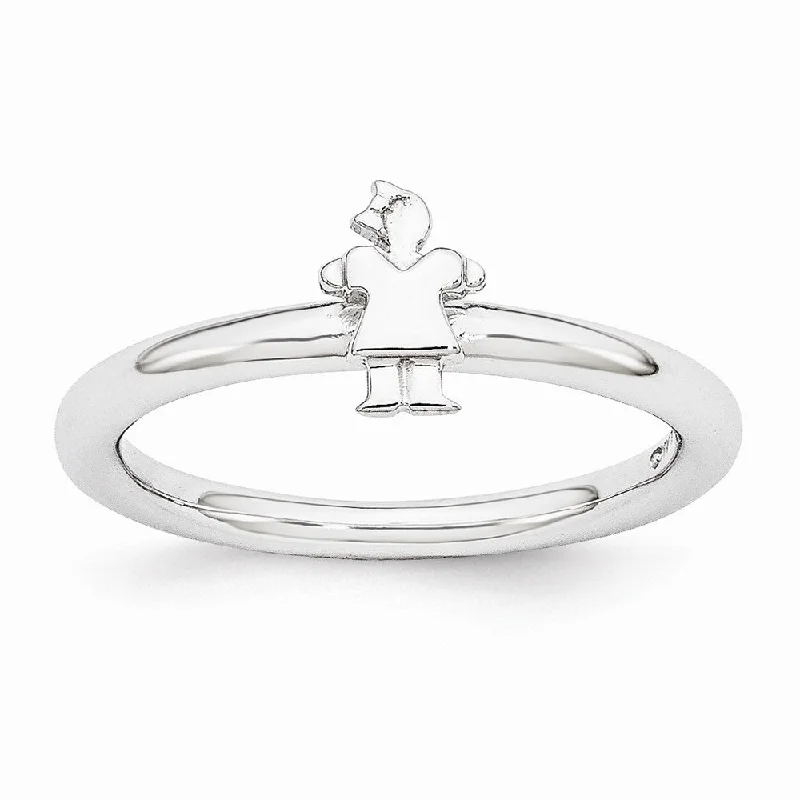 Timeless Elegance Now At Special Discounts Rhodium Plated Sterling Silver Stackable 7mm Polished Girl Ring