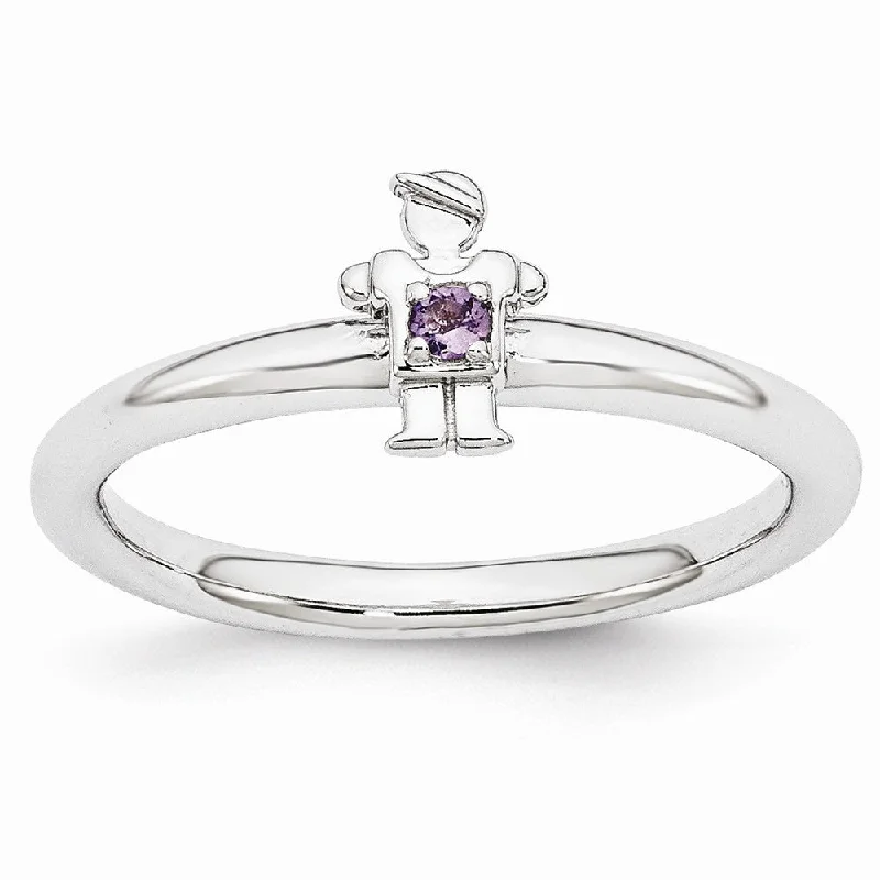 Shop Dazzling Rings, Earrings, And More At Special Discounts Rhodium Plated Sterling Silver Stackable Amethyst 7mm Boy Ring Shop Dazzling Rings, Earrings, And More At Special Discounts Rhodium Plated Sterling Silver Stackable Amethyst 7mm Boy Ring