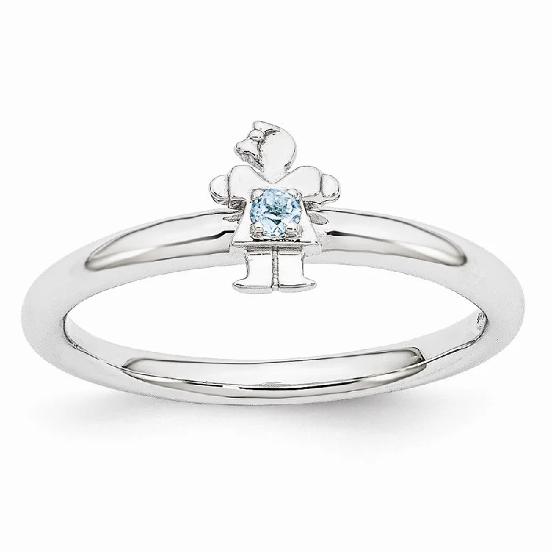 Personalized Jewelry Sale – Unique Gifts At Low Prices Rhodium Plated Sterling Silver Stackable Blue Topaz 7mm Girl Ring