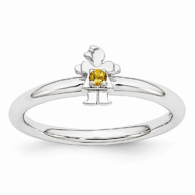 Breathtaking Jewelry At Limited-Time Savings Rhodium Plated Sterling Silver Stackable Citrine 7mm Girl Ring