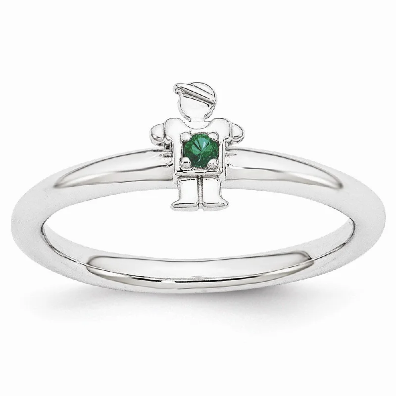 Premium Jewelry At Promotional Prices – Shine Today Rhodium Plated Sterling Silver Stackable Created Emerald 7mm Boy Ring Premium Jewelry At Promotional Prices – Shine Today Rhodium Plated Sterling Silver Stackable Created Emerald 7mm Boy Ring