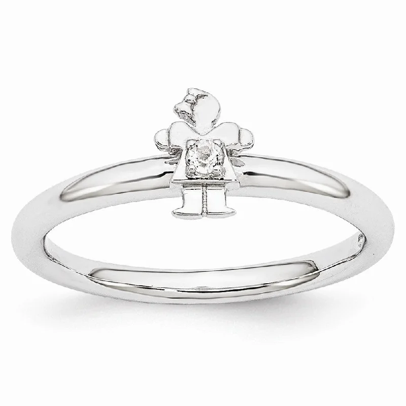 Get The Sparkle You Love At Prices You Adore Rhodium Plated Sterling Silver Stackable White Topaz 7mm Girl Ring Get The Sparkle You Love At Prices You Adore Rhodium Plated Sterling Silver Stackable White Topaz 7mm Girl Ring