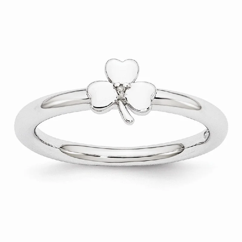 Don't Miss Out – Shop Elegant Jewelry For Less Rhodium Sterling Silver .005 Ctw Diamond 6mm Clover Stackable Ring Don't Miss Out – Shop Elegant Jewelry For Less Rhodium Sterling Silver .005 Ctw Diamond 6mm Clover Stackable Ring