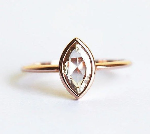 Handmade Pearl Jewelry For Timeless Elegance Marquise Solitaire Champagne Diamond Engagement Ring Handmade Pearl Jewelry For Timeless Elegance Marquise Solitaire Champagne Diamond Engagement Ring