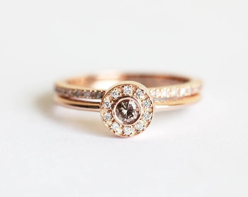 Rose Gold Ring Set, Rose Gold Diamond Set