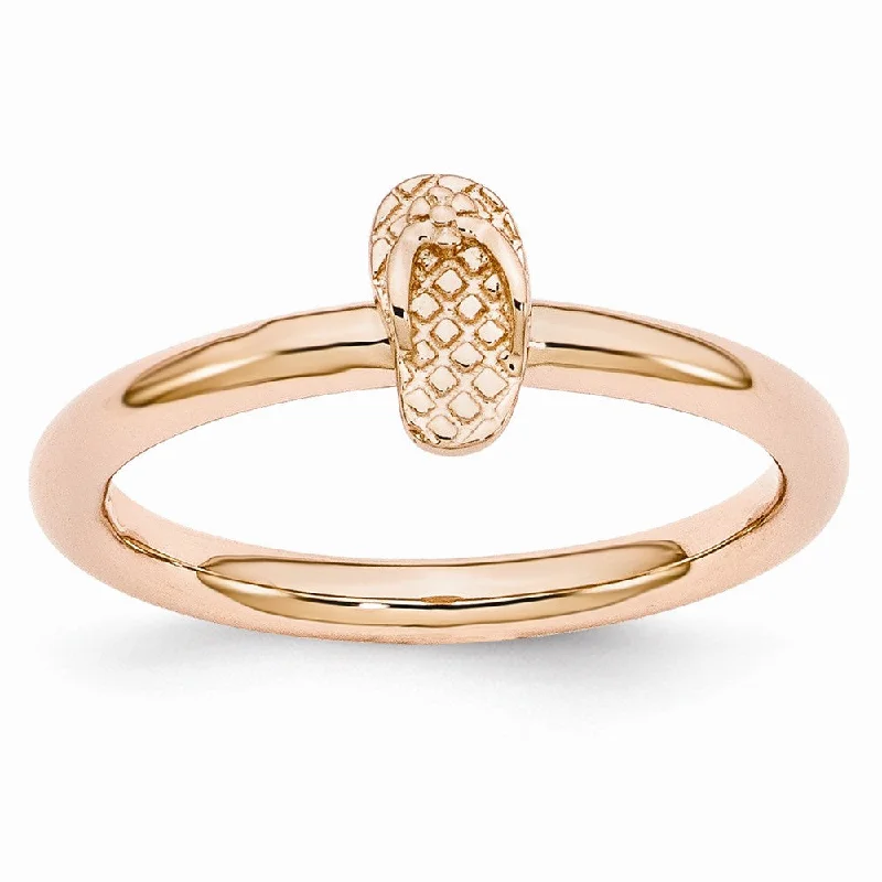 Trending Jewelry Now At Unbeatable Prices Rose Gold Tone Plated Sterling Silver Stackable 7.5mm Flip Flop Ring