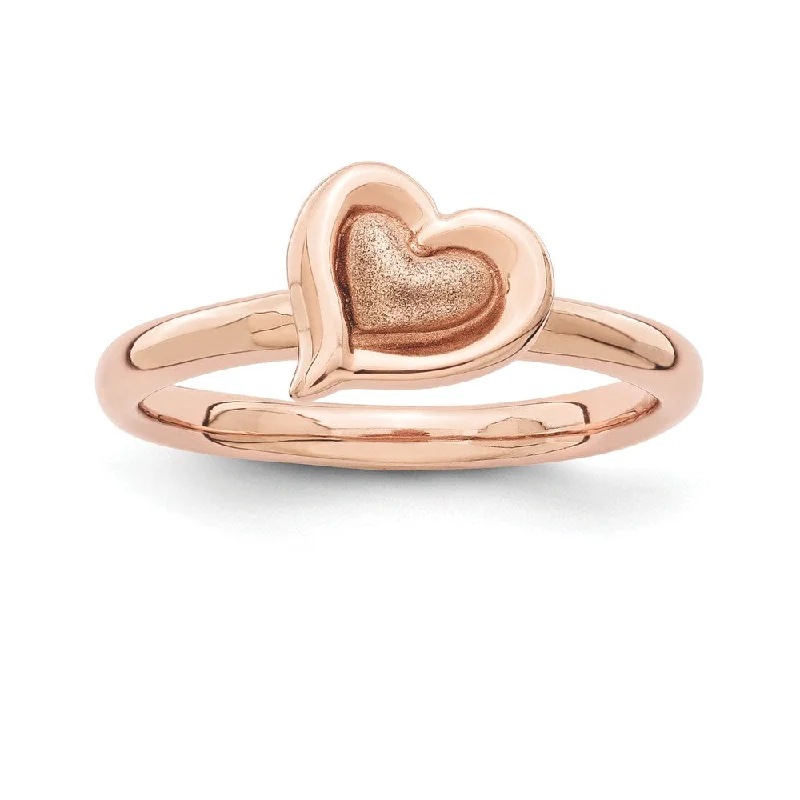 Stunning Jewelry At Even More Stunning Prices Rose Gold Tone Plated Sterling Silver Stackable 9mm Heart Ring