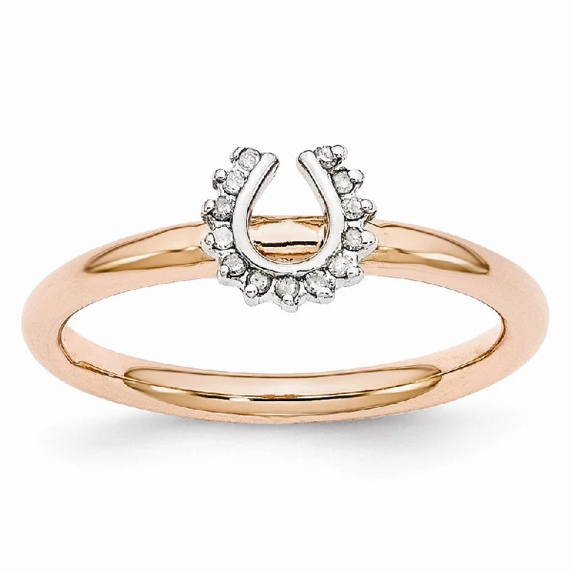 Shine Bright With Our Special Jewelry Promotions Rose Gold Tone Sterling Silver .07Ctw Diamond 7mm Horseshoe Stack Ring Shine Bright With Our Special Jewelry Promotions Rose Gold Tone Sterling Silver .07Ctw Diamond 7mm Horseshoe Stack Ring